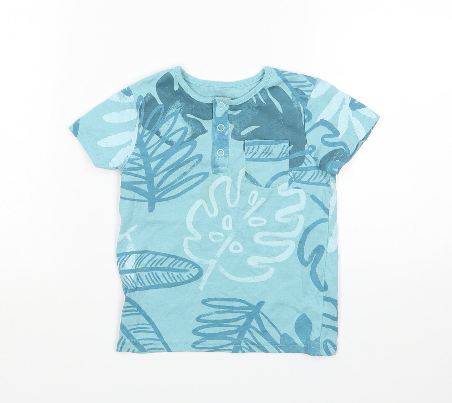 TU Boys Blue Floral  Basic T-Shirt Size 18-24 Months