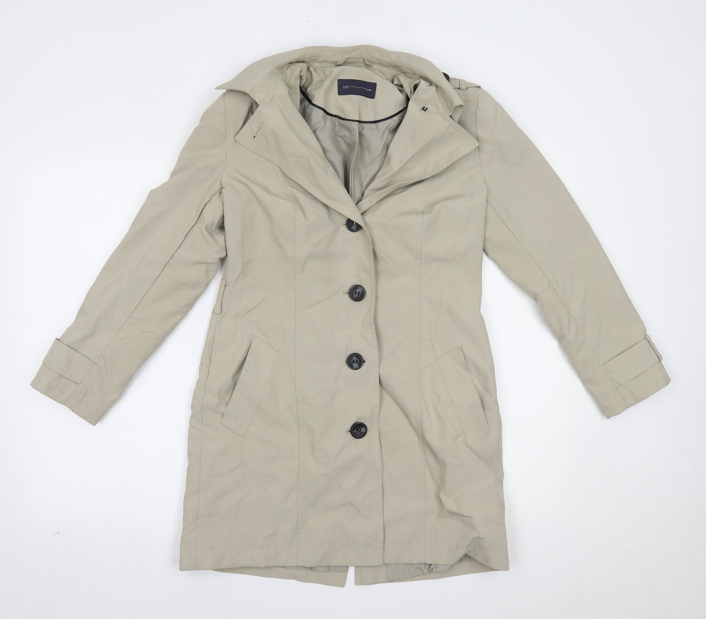 m&S Womens Beige   Overcoat Coat Size 8