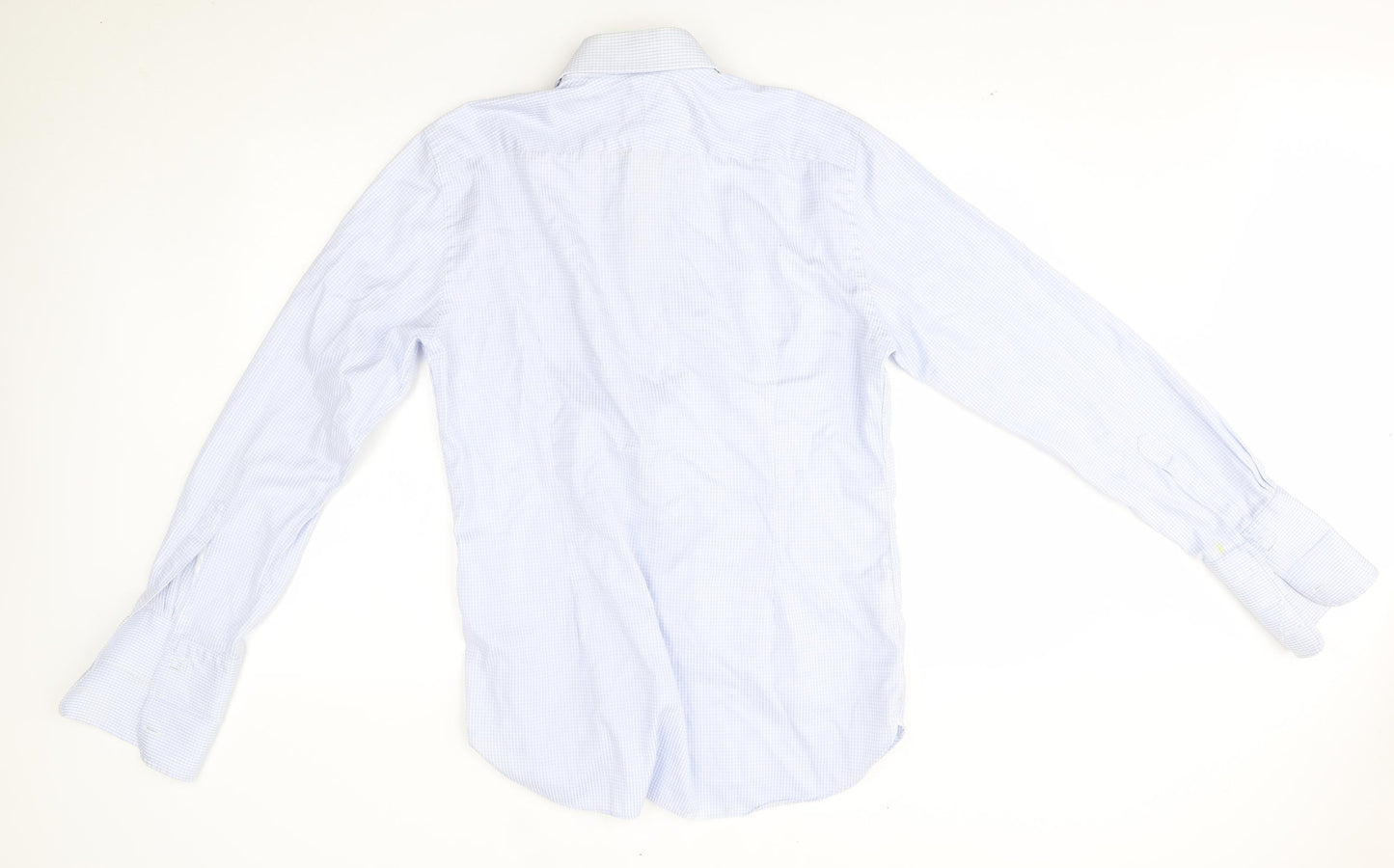 M&S Mens Blue Check   Dress Shirt Size 16