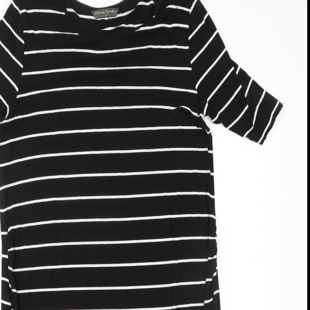 Blooming marvelous Womens Black Striped  T-Shirt Dress  Size 16