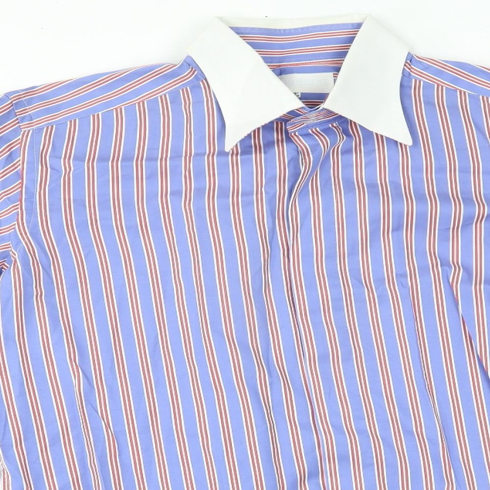 William Hunt Mens Blue Striped   Button-Up Size 16