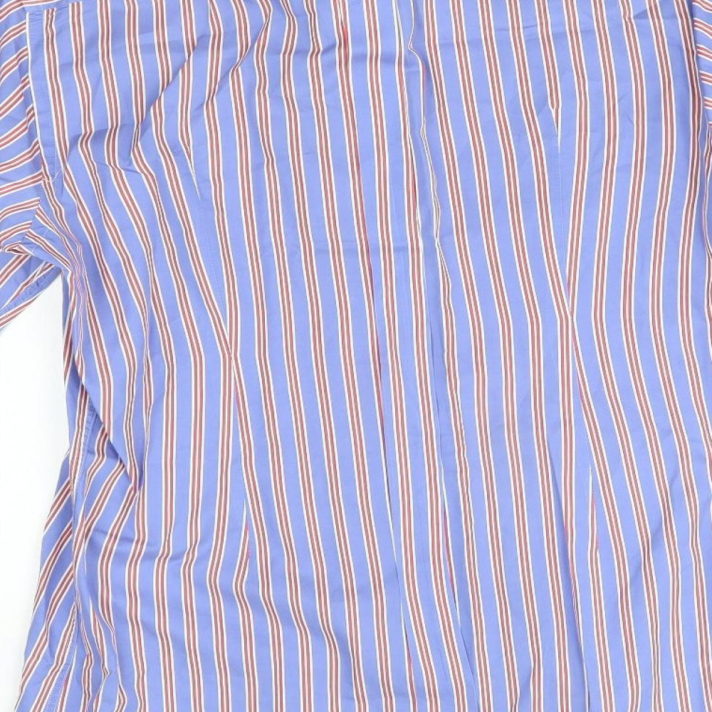 William Hunt Mens Blue Striped   Button-Up Size 16