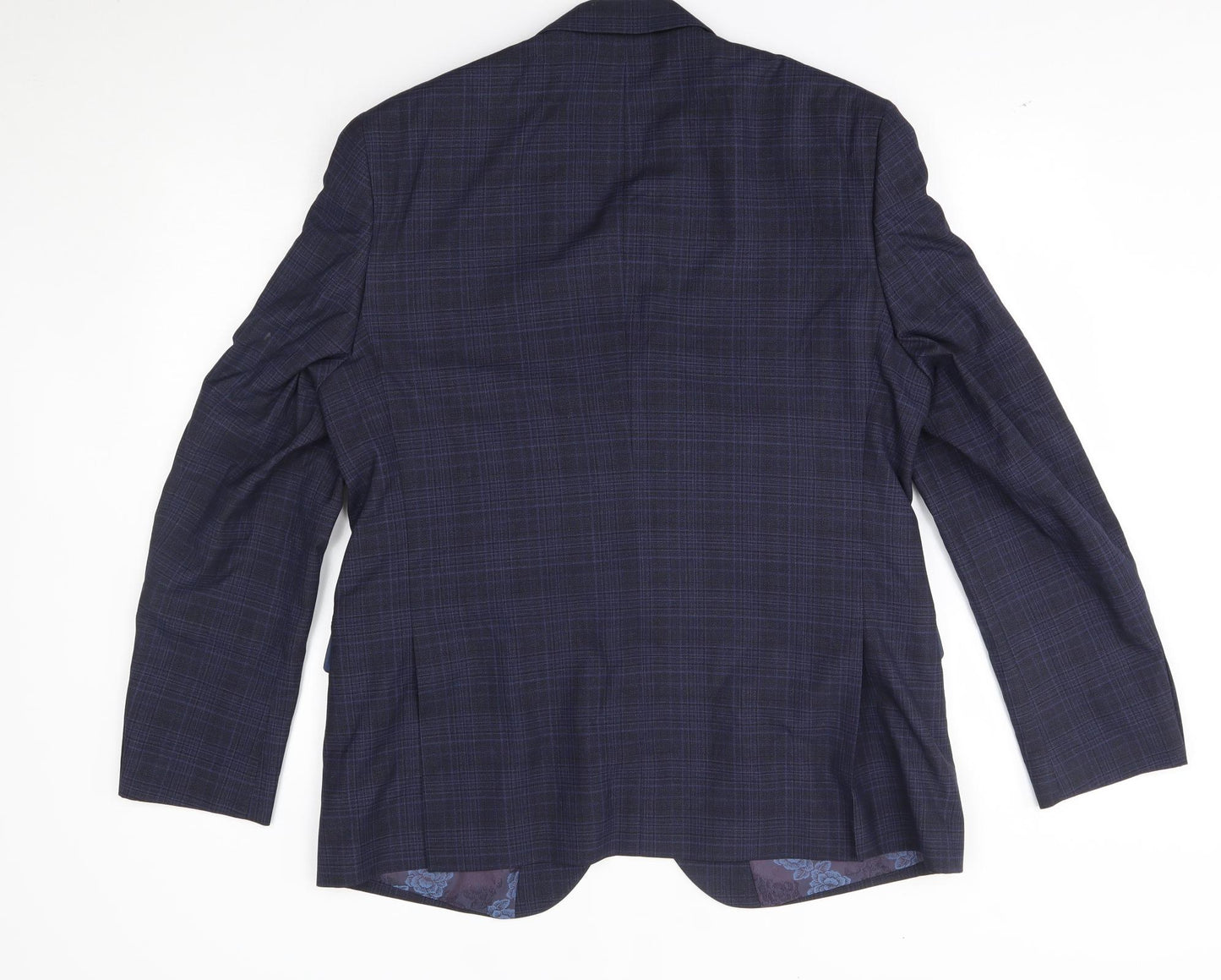burton menswear Mens Blue Plaid  Jacket Blazer Size 44