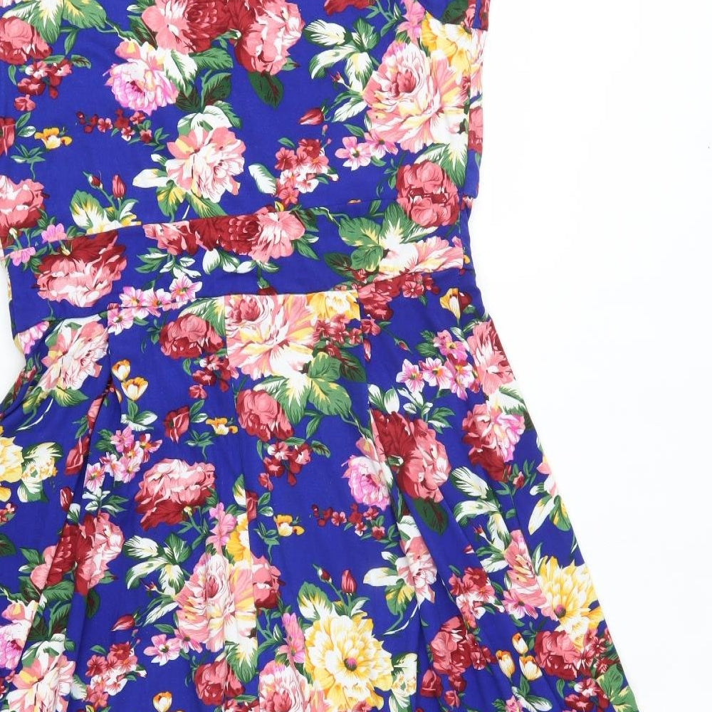 Lindy Bop Womens Blue Floral  A-Line  Size 16