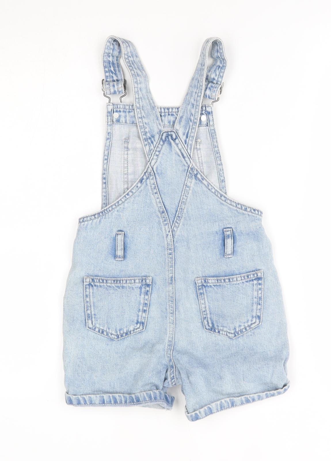 M&S Girls Blue   Dungaree One-Piece Size 6-7 Years