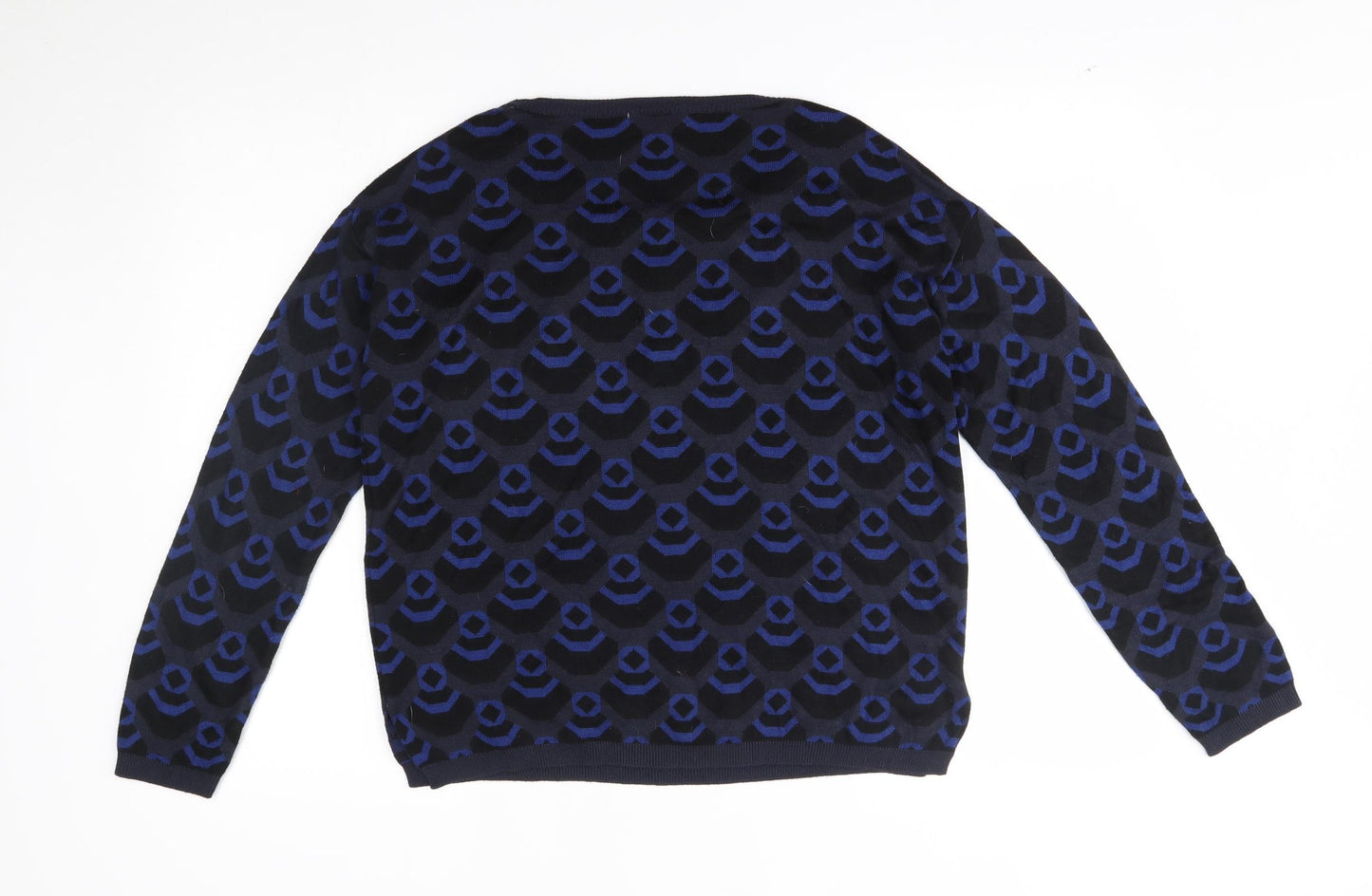 NEXT Womens Blue Geometric  Pullover Jumper Size 12  - gems