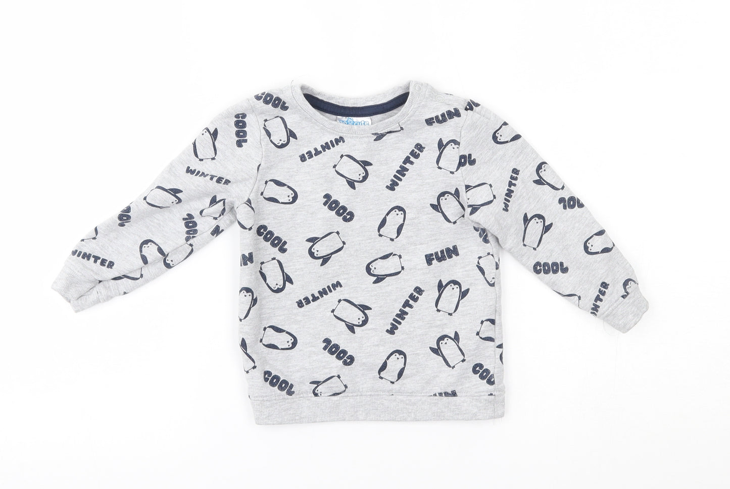 so cute Baby Grey   Pullover Jumper Size 12-18 Months  - penguins