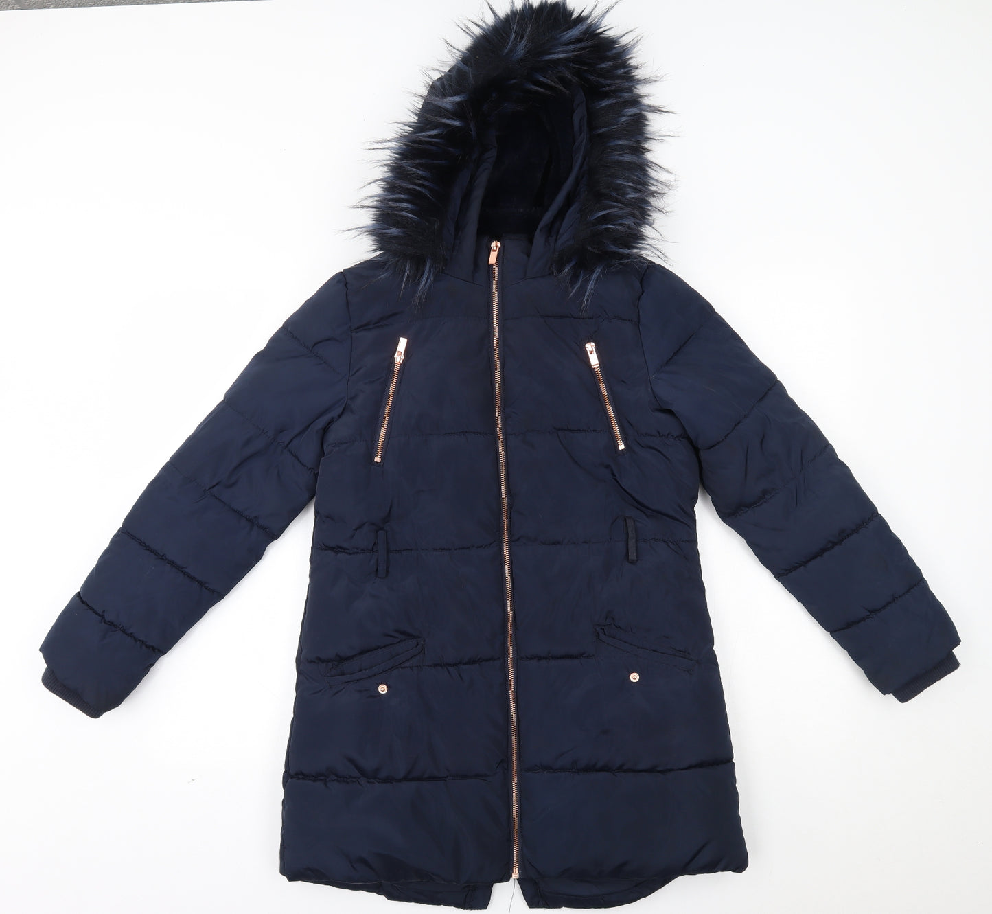 Matalan Girls Blue   Parka Coat Size 12 Years