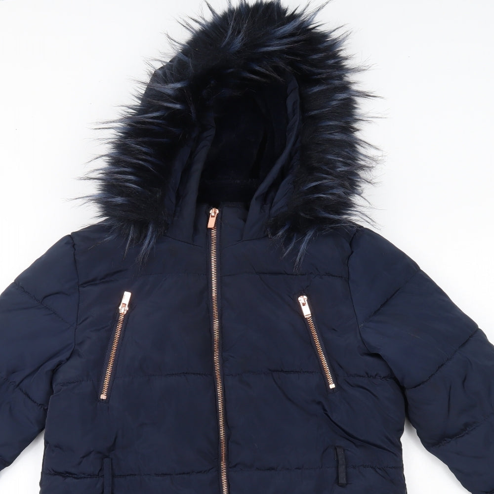 Matalan Girls Blue   Parka Coat Size 12 Years