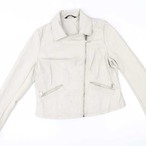 F&F Womens Beige   Biker Coat Size 14