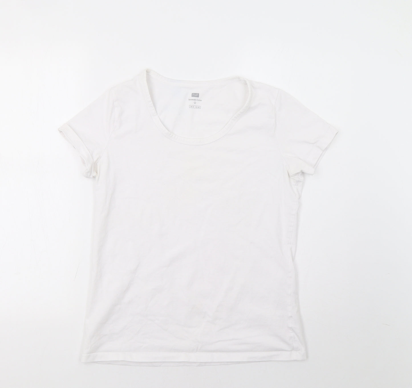 F&F Womens White   Basic T-Shirt Size 14