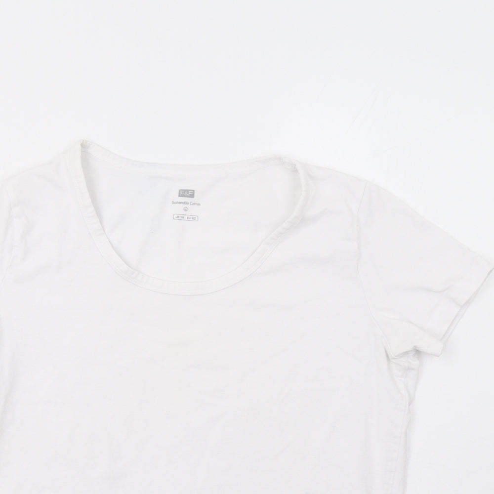 F&F Womens White   Basic T-Shirt Size 14