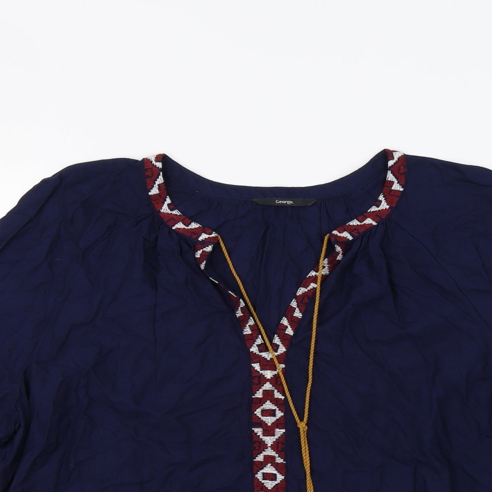 George Womens Blue Floral  Tunic Blouse Size 20