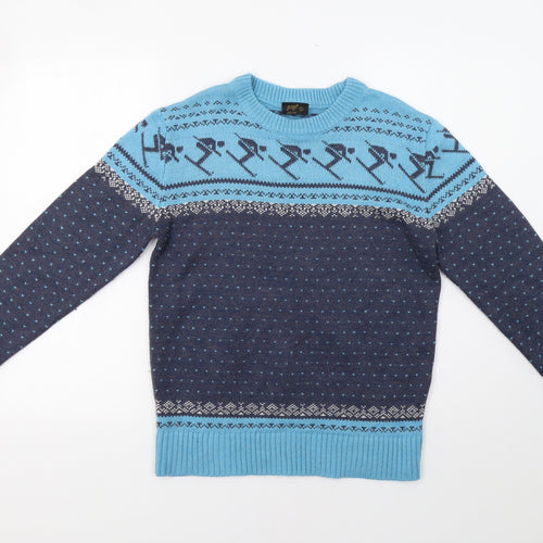 Pop England Womens Blue Fair Isle  Pullover Jumper Size L