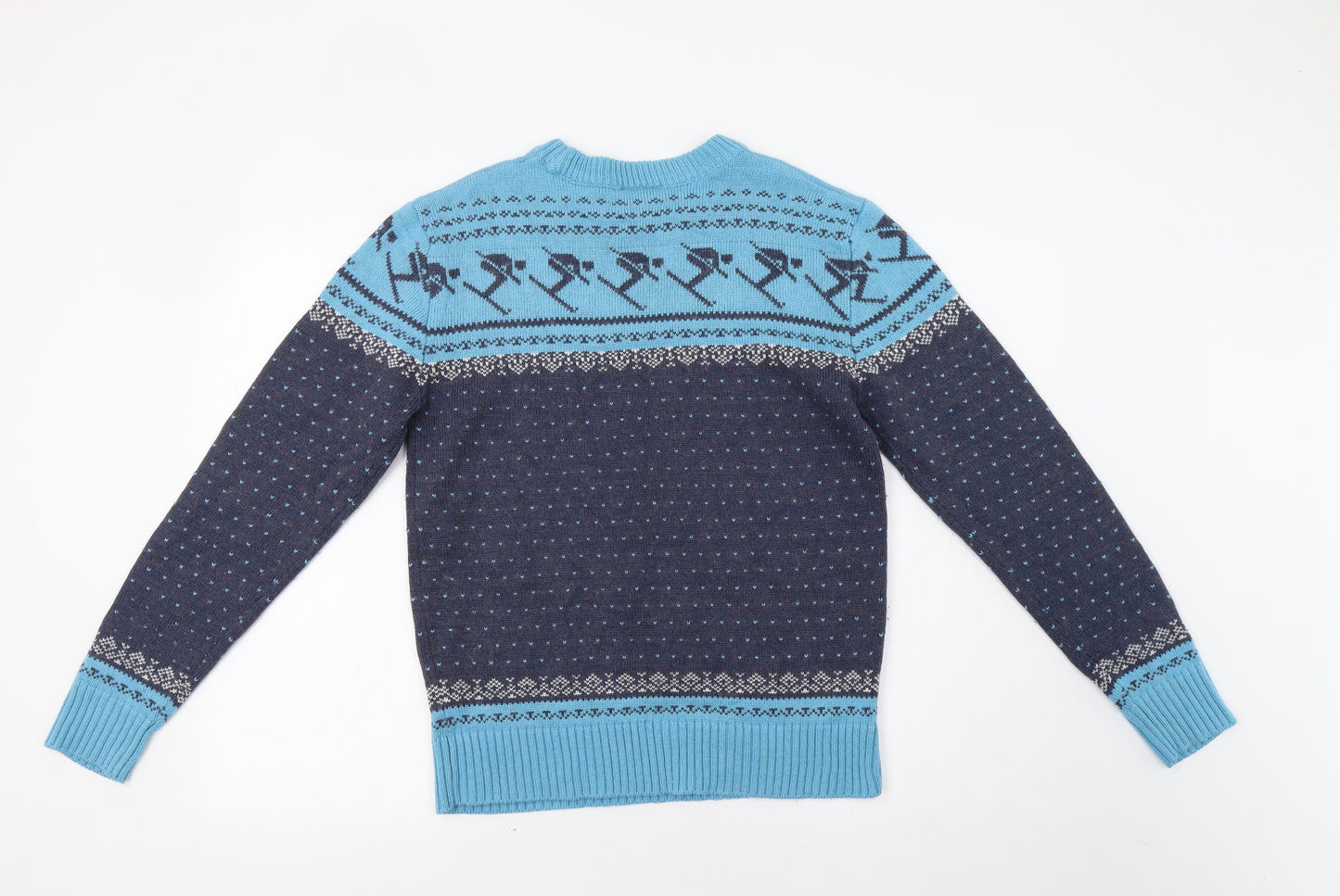 Pop England Womens Blue Fair Isle  Pullover Jumper Size L