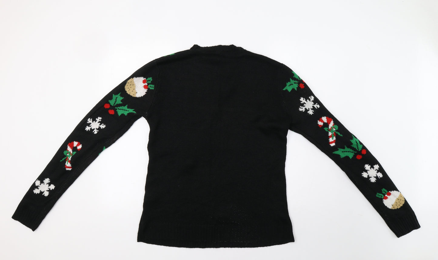 Made By Elves Womens Black   Pullover Jumper Size M  - Christmas Jumper