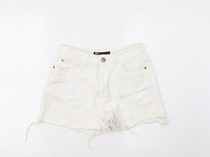 RT Womens White Hot Pants Shorts Size 10