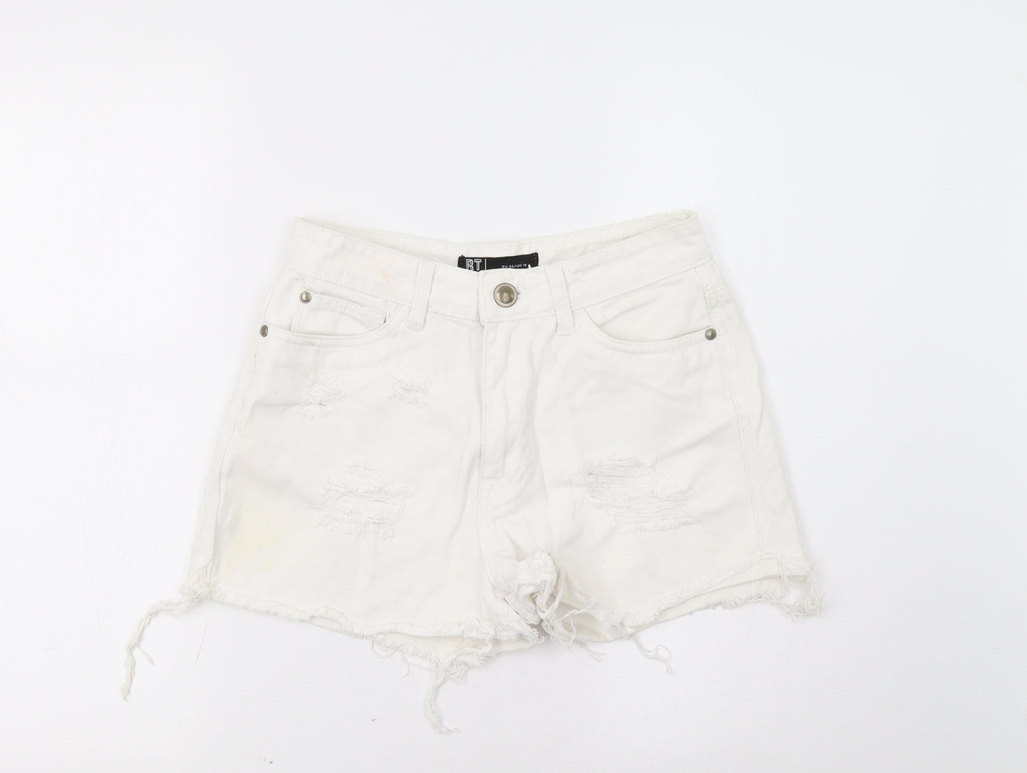 RT Womens White   Hot Pants Shorts Size 10