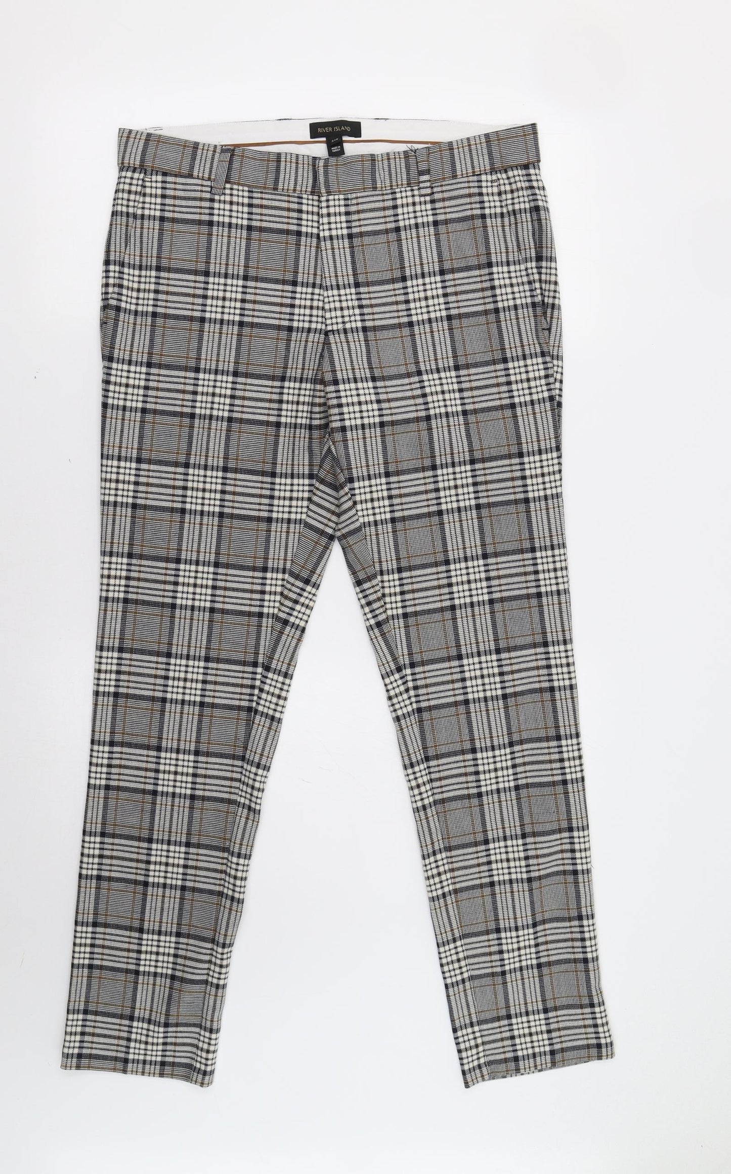 River Island Mens Grey Check  Trousers  Size 34 L30 in