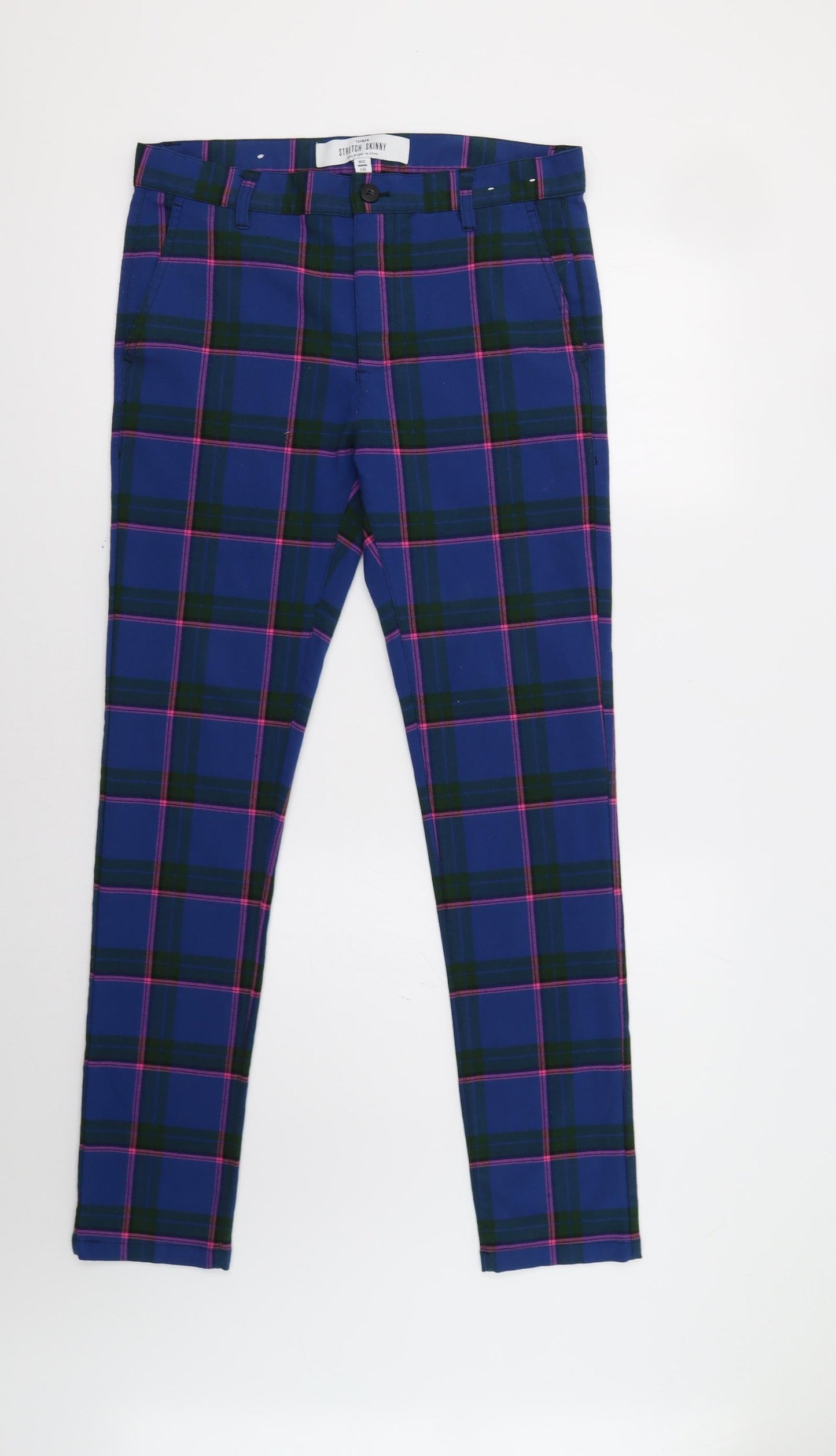 Topman Mens Blue Check  Trousers  Size 32 L32 in