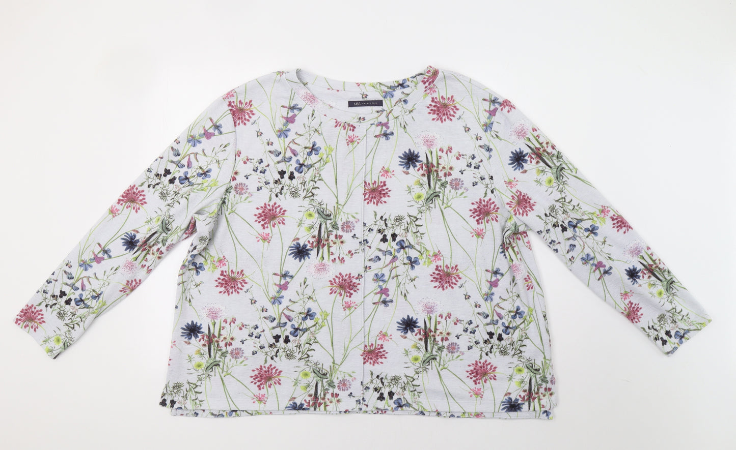 M&S Womens Blue Floral  Basic Blouse Size 22