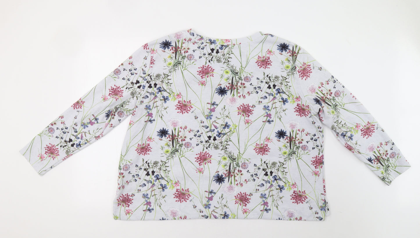 M&S Womens Blue Floral  Basic Blouse Size 22