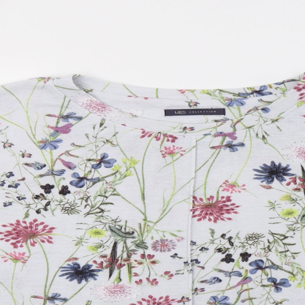 M&S Womens Blue Floral  Basic Blouse Size 22