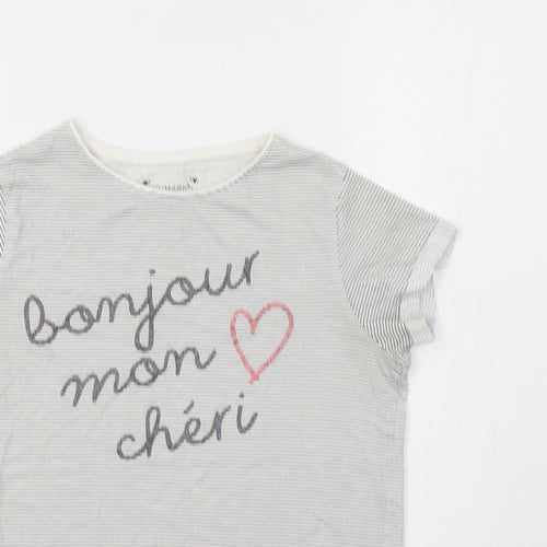 Primark Girls Grey Striped  Basic T-Shirt Size 11-12 Years  - Bonjour