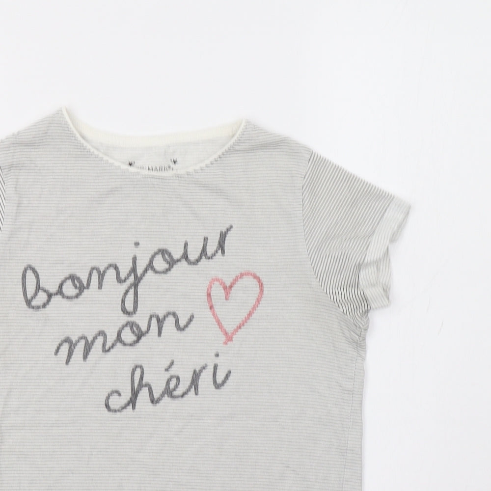 Primark Girls Grey Striped  Basic T-Shirt Size 11-12 Years  - Bonjour