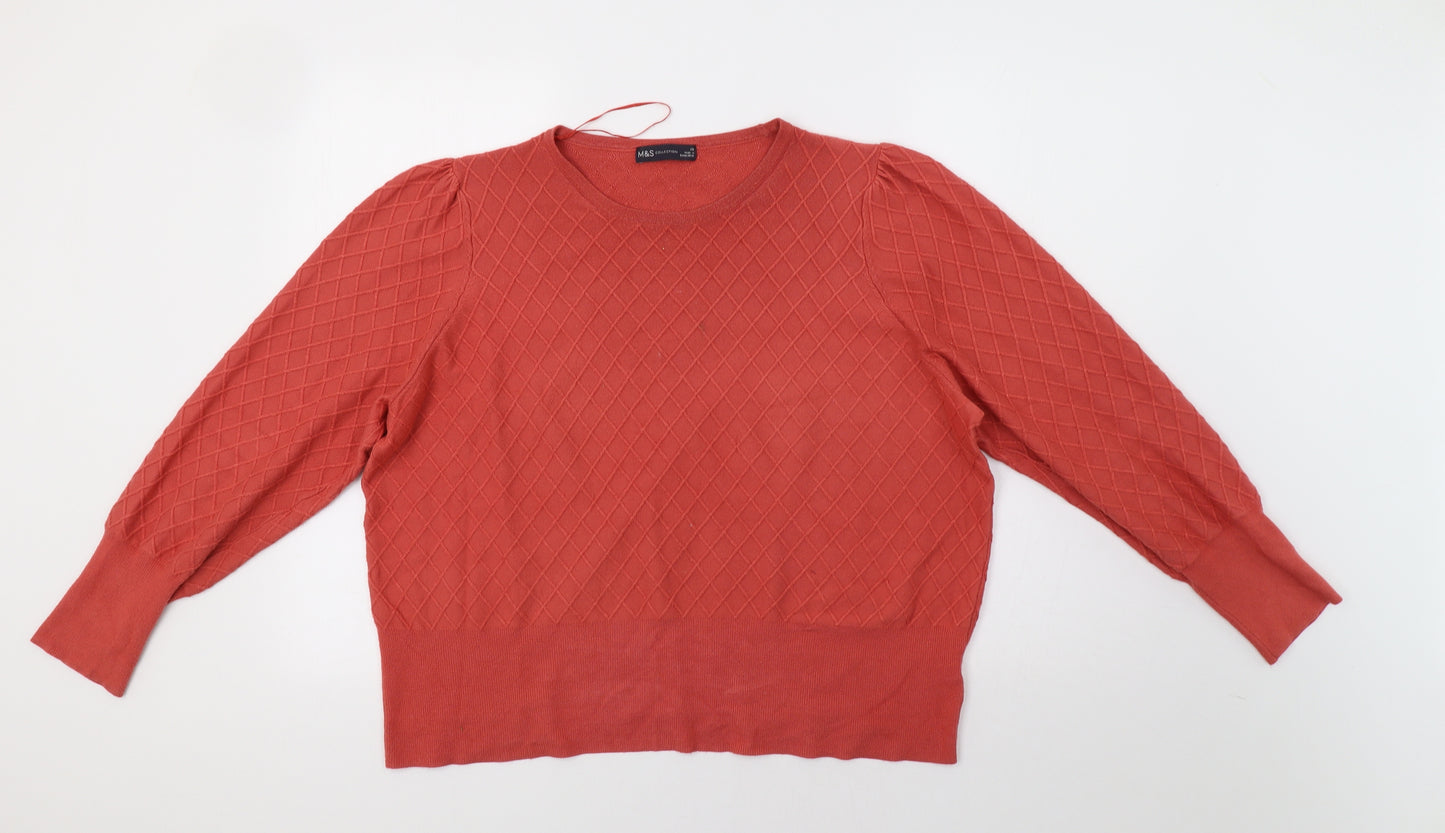 M&S Womens Red   Pullover Jumper Size 20