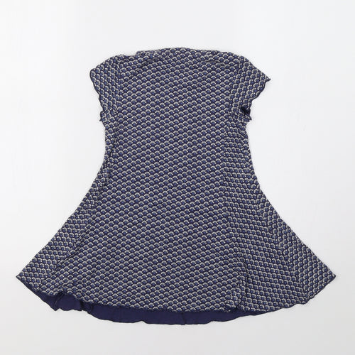 M&S Girls Blue Geometric  Fit & Flare  Size 3-4 Years