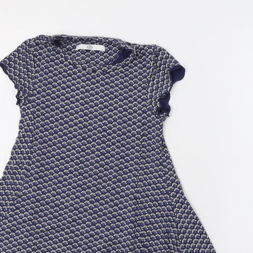 M&S Girls Blue Geometric  Fit & Flare  Size 3-4 Years