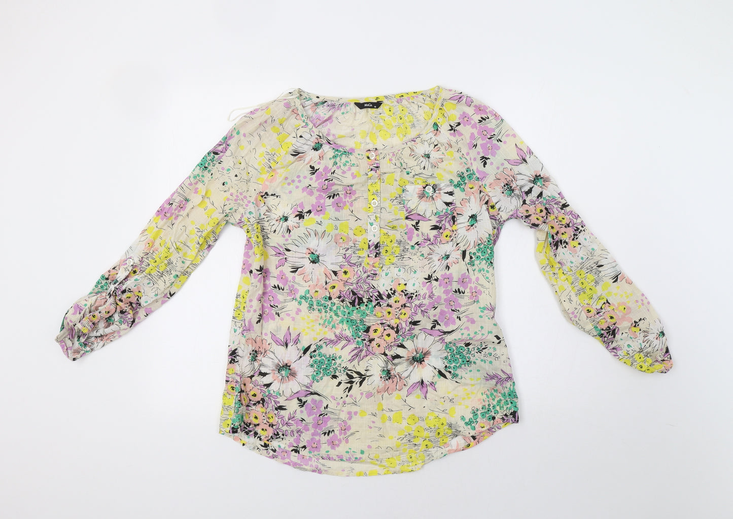 M&Co Womens Multicoloured Floral  Basic Button-Up Size 10