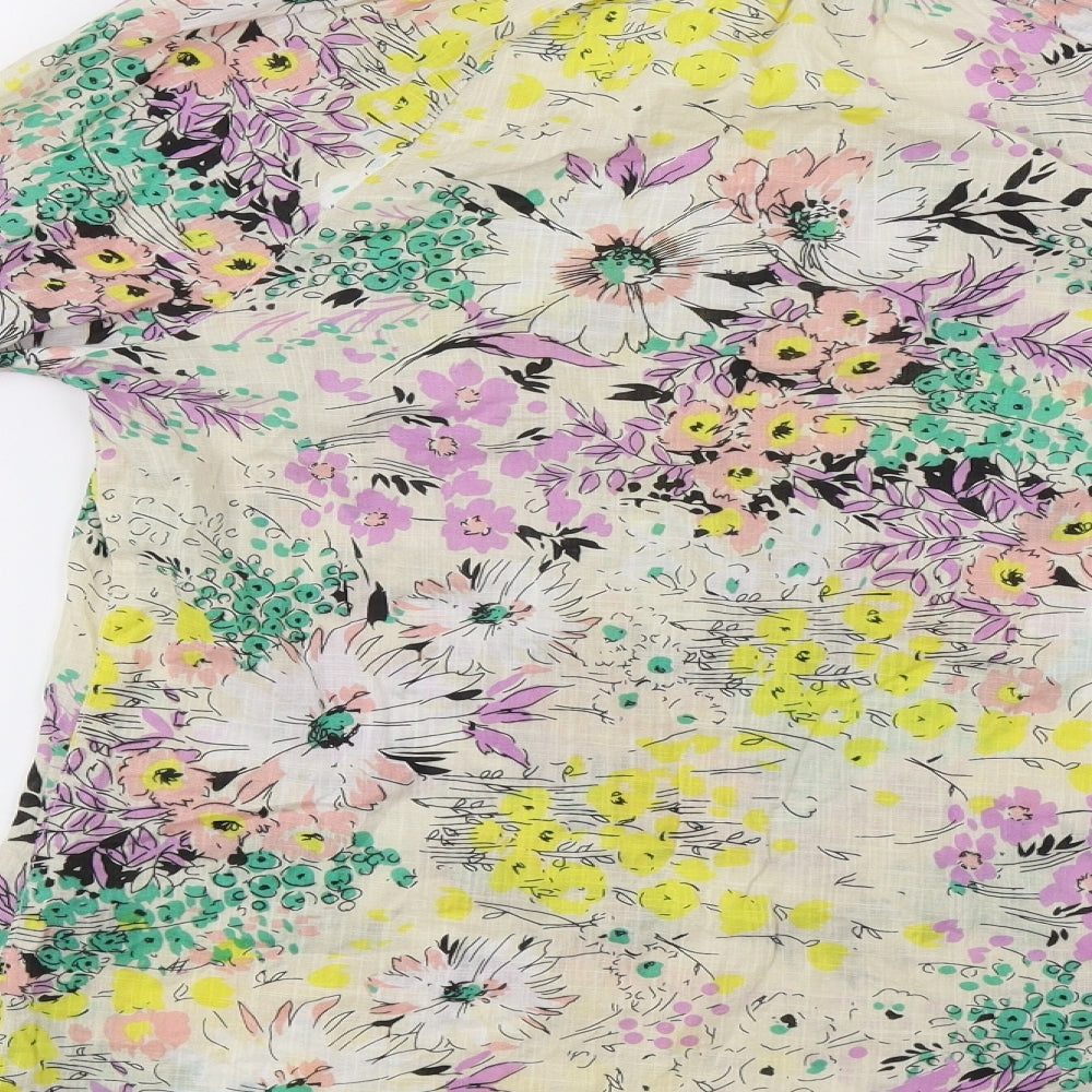 M&Co Womens Multicoloured Floral  Basic Button-Up Size 10