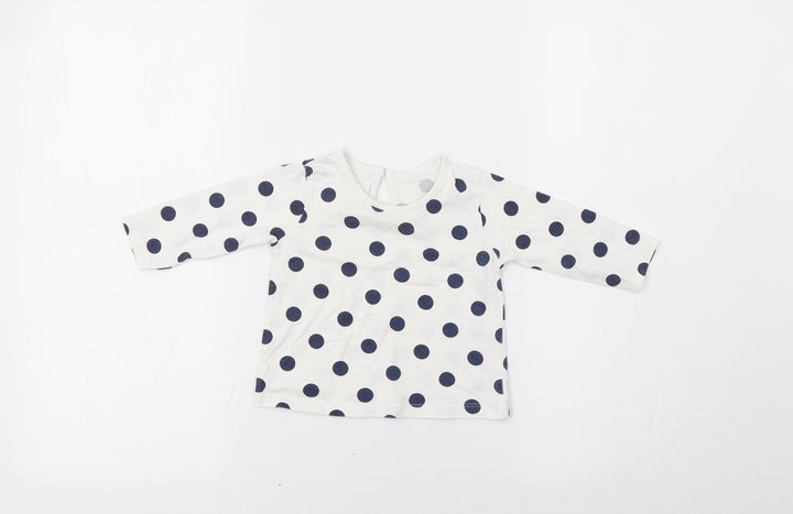 Matalan Baby White Polka Dot Basic T-Shirt Size 6-9 Months
