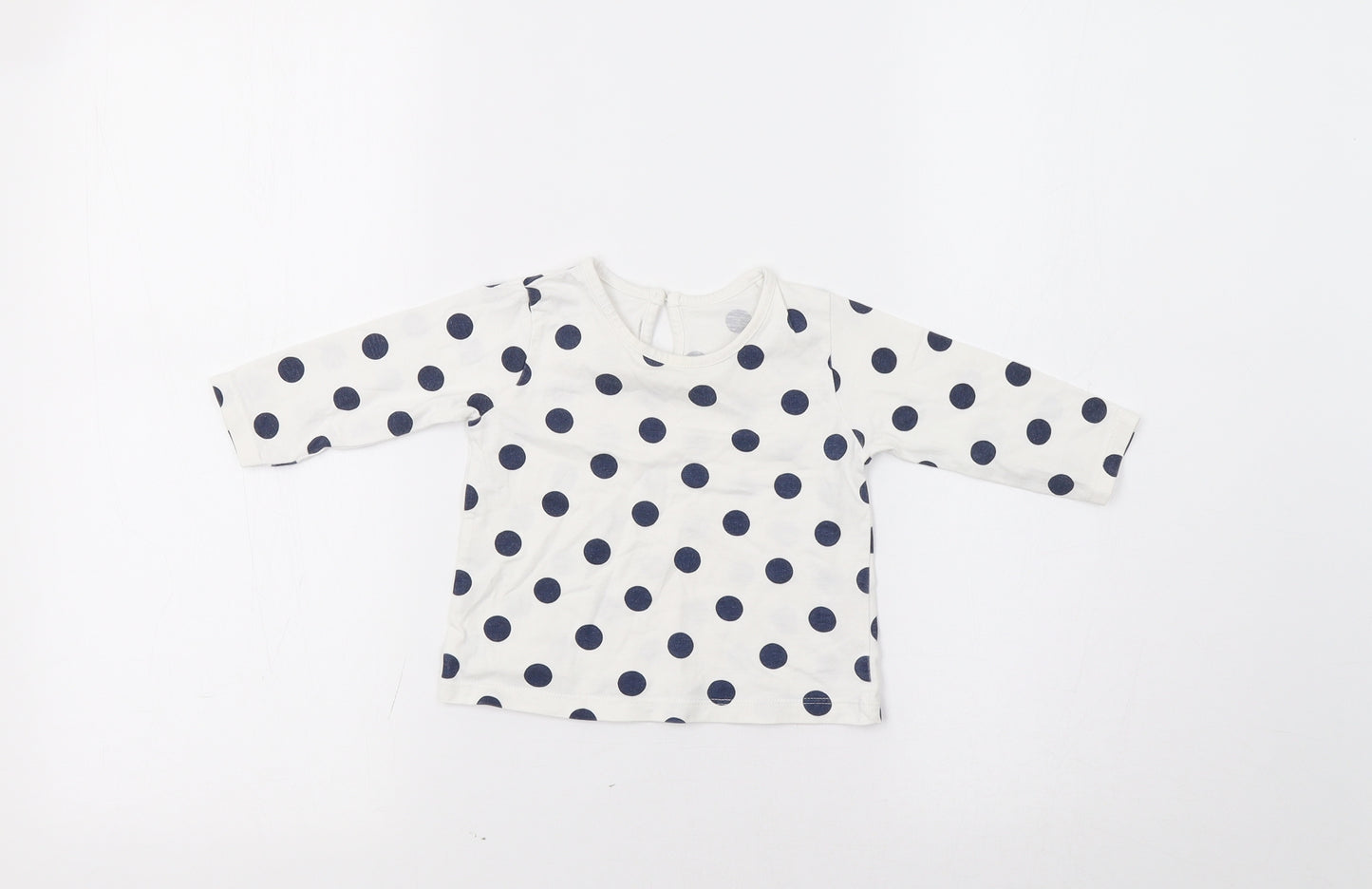 Matalan Baby White Polka Dot  Basic T-Shirt Size 6-9 Months