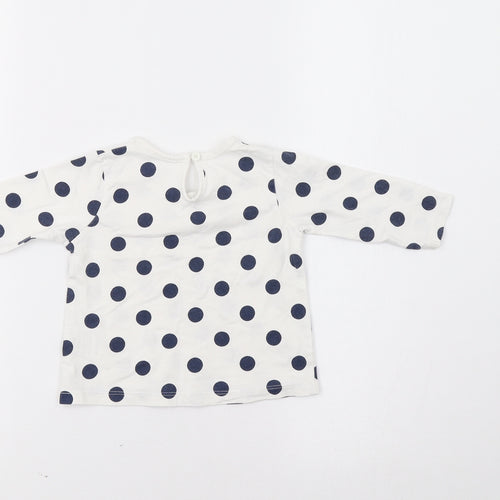 Matalan Baby White Polka Dot  Basic T-Shirt Size 6-9 Months