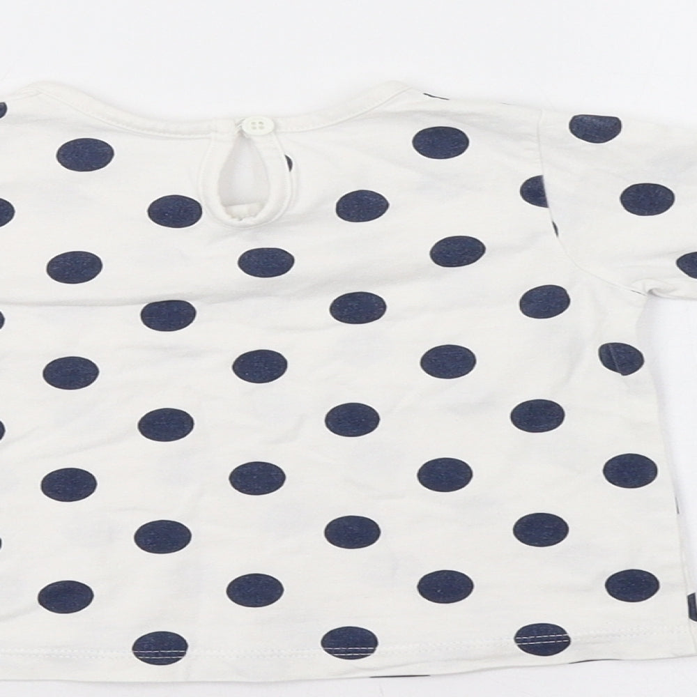 Matalan Baby White Polka Dot  Basic T-Shirt Size 6-9 Months