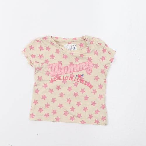 Mothercare Baby Beige   Basic T-Shirt Size 3-6 Months  - Star Print