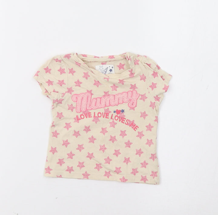 Mothercare Baby Beige   Basic T-Shirt Size 3-6 Months  - Star Print