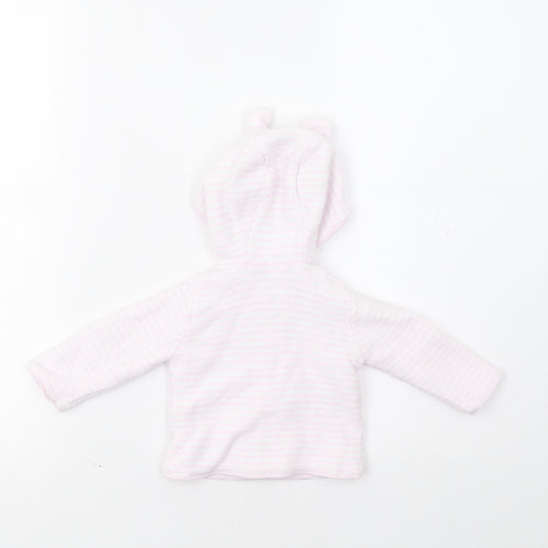 Mothercare Baby Pink Striped  Cardigan Jumper Size 36 Months  - Bear Hood