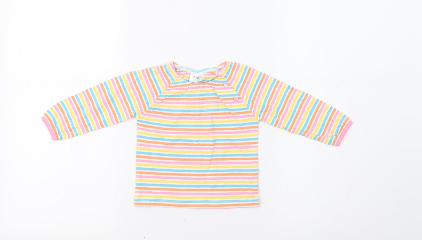 F&F Baby Multicoloured Striped  Basic T-Shirt Size 3-6 Months