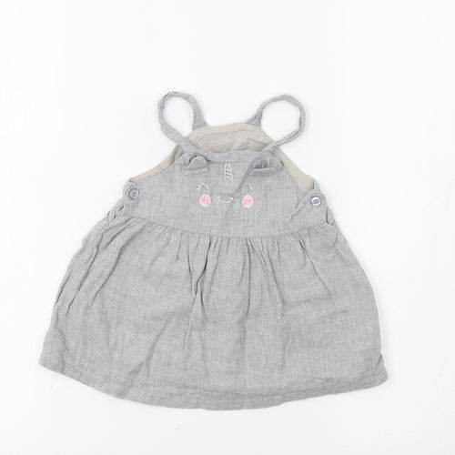 Matalan Baby Grey   Pinafore/Dungaree Dress  Size 3-6 Months