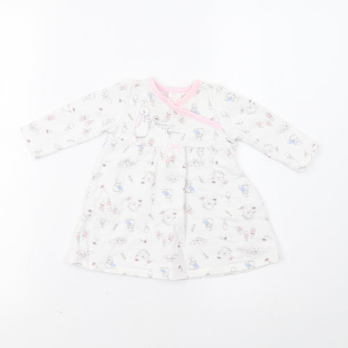 TU  White Floral  Fit & Flare  Size 3-6 Months  - Rabbit