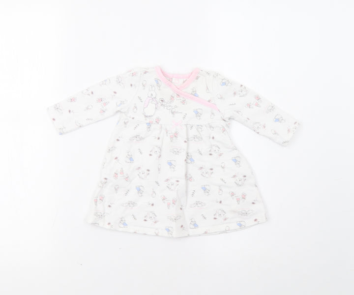 TU White Floral Fit & Flare Size 3-6 Months - Rabbit