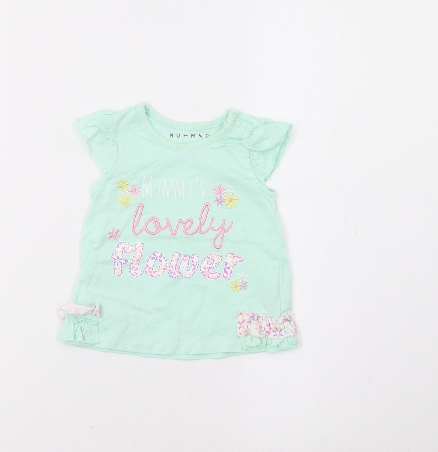 Nutmeg Baby Green Floral  Basic T-Shirt Size 3-6 Months