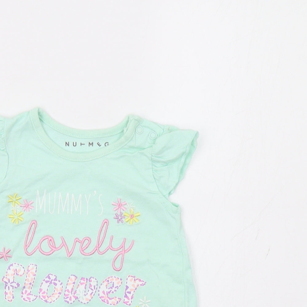 Nutmeg Baby Green Floral  Basic T-Shirt Size 3-6 Months