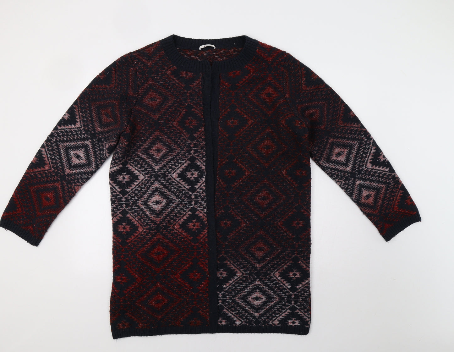 TU Womens Blue Geometric  Cardigan Jumper Size 16