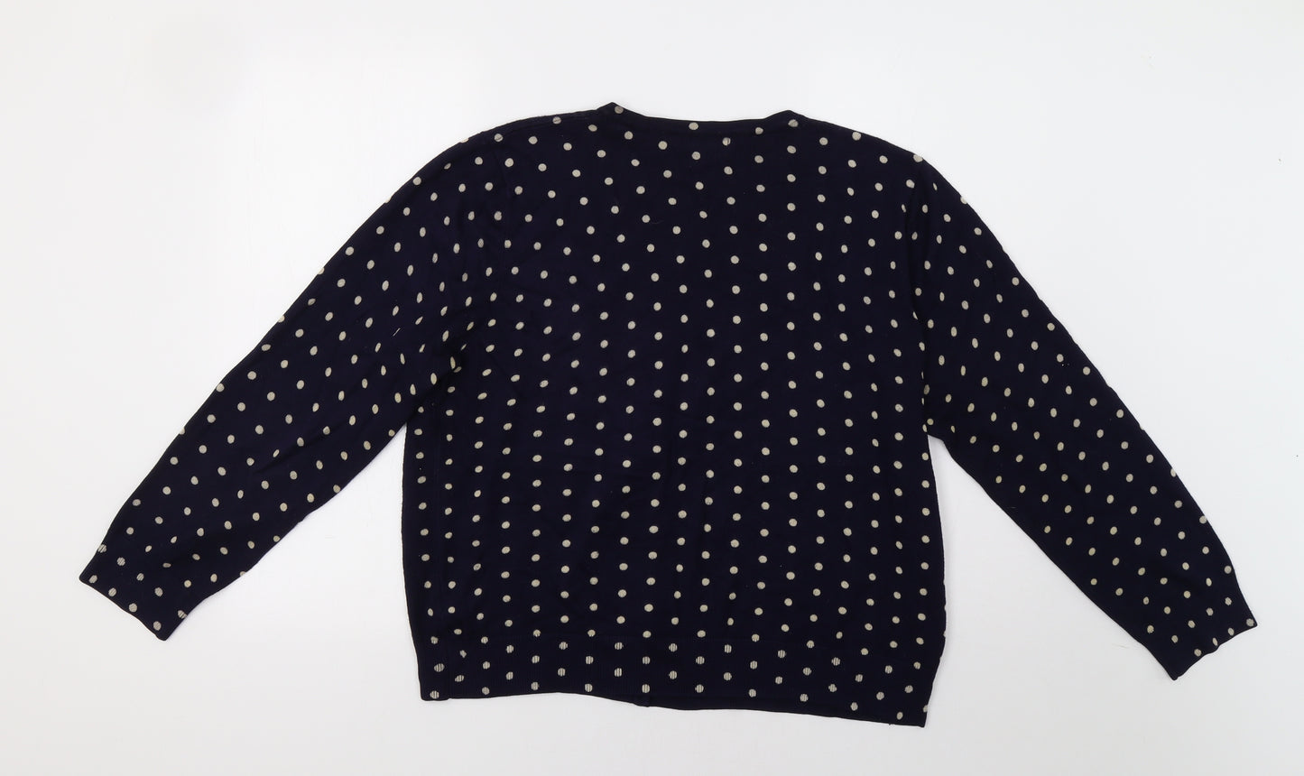 M&Co Womens Blue Polka Dot  Cardigan Jumper Size 22