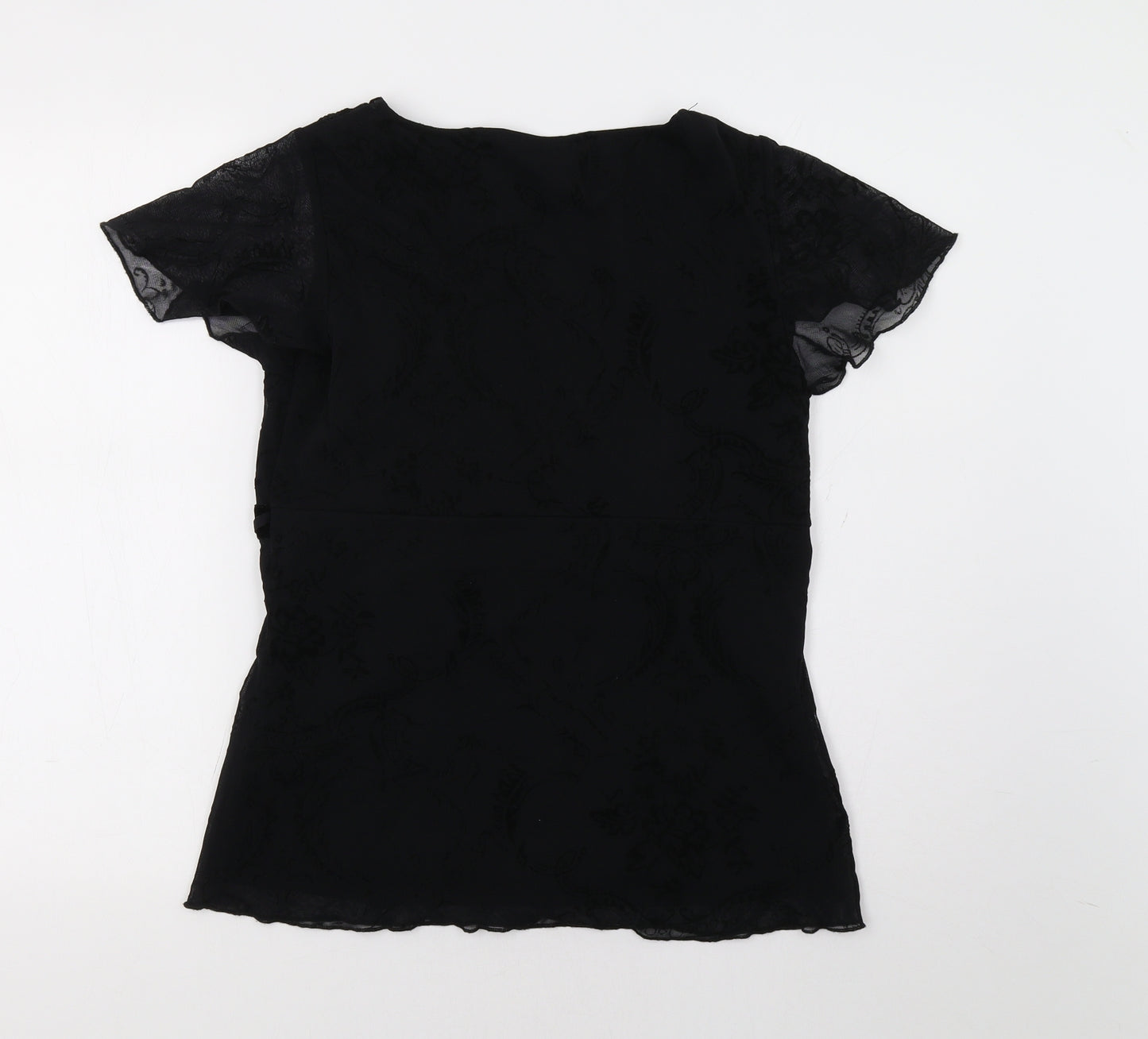 M&S Womens Black Floral  Basic Blouse Size 14